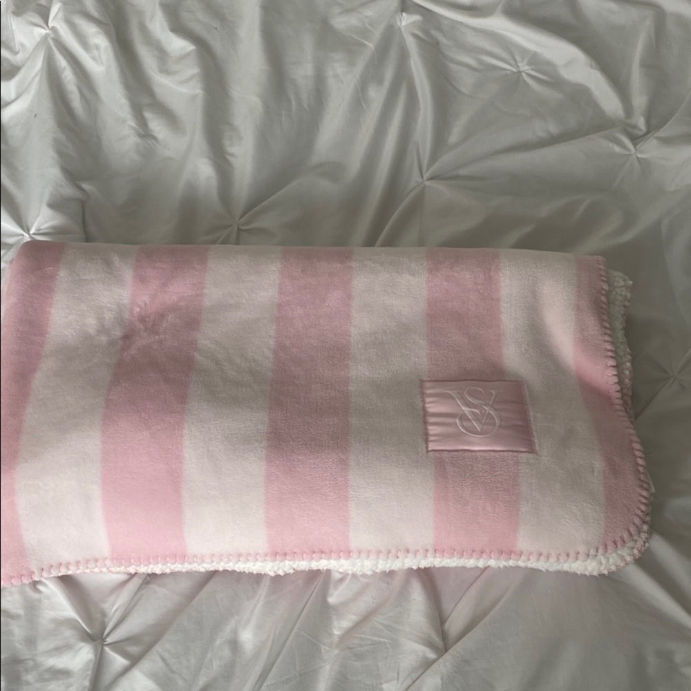 Pink and White Striped Blanket throw- VICTORIA SECRET